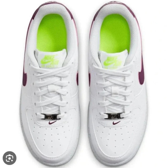 Nike Air Force 1 Crater Next Nature GS Sneaker Shoe White Sangria Burgundy 7.5 - Picture 2 of 10